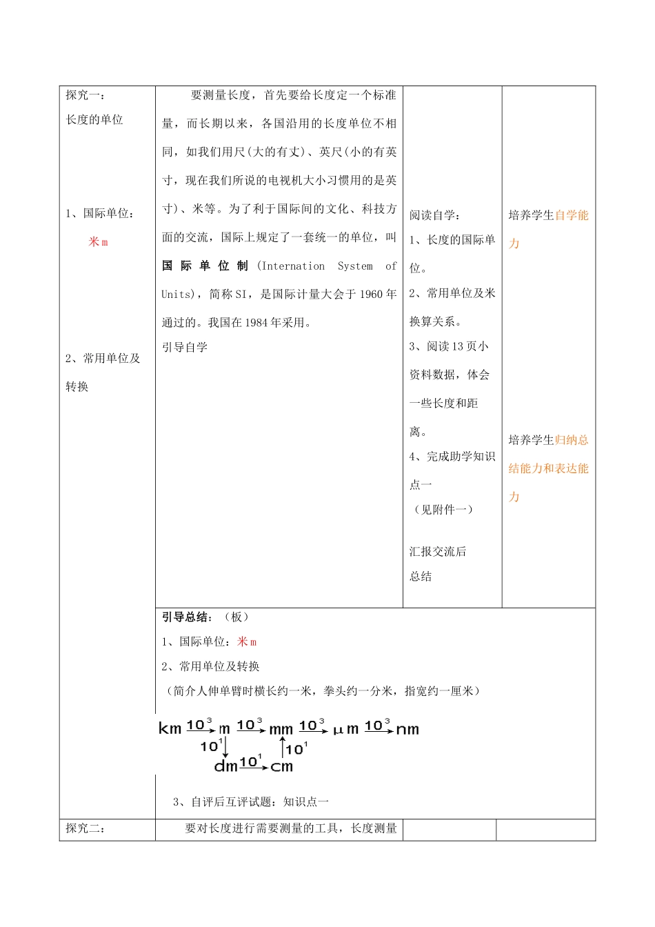 河北省石家庄市四十二中八年级物理 01-1 长度和时间的测量教案1 人教新课标版_第3页