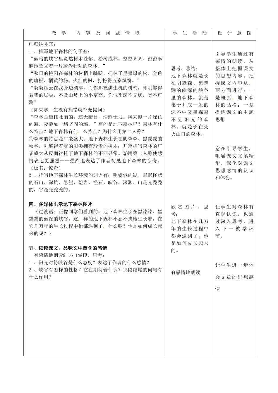 内蒙古呼和浩特市敬业学校九年级语文下册 地下森林断想教案 新人教版_第3页