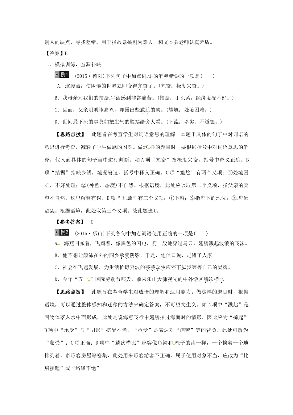 江西省中考语文 专题二 词语运用复习教案-人教版初中九年级全册语文教案_第2页