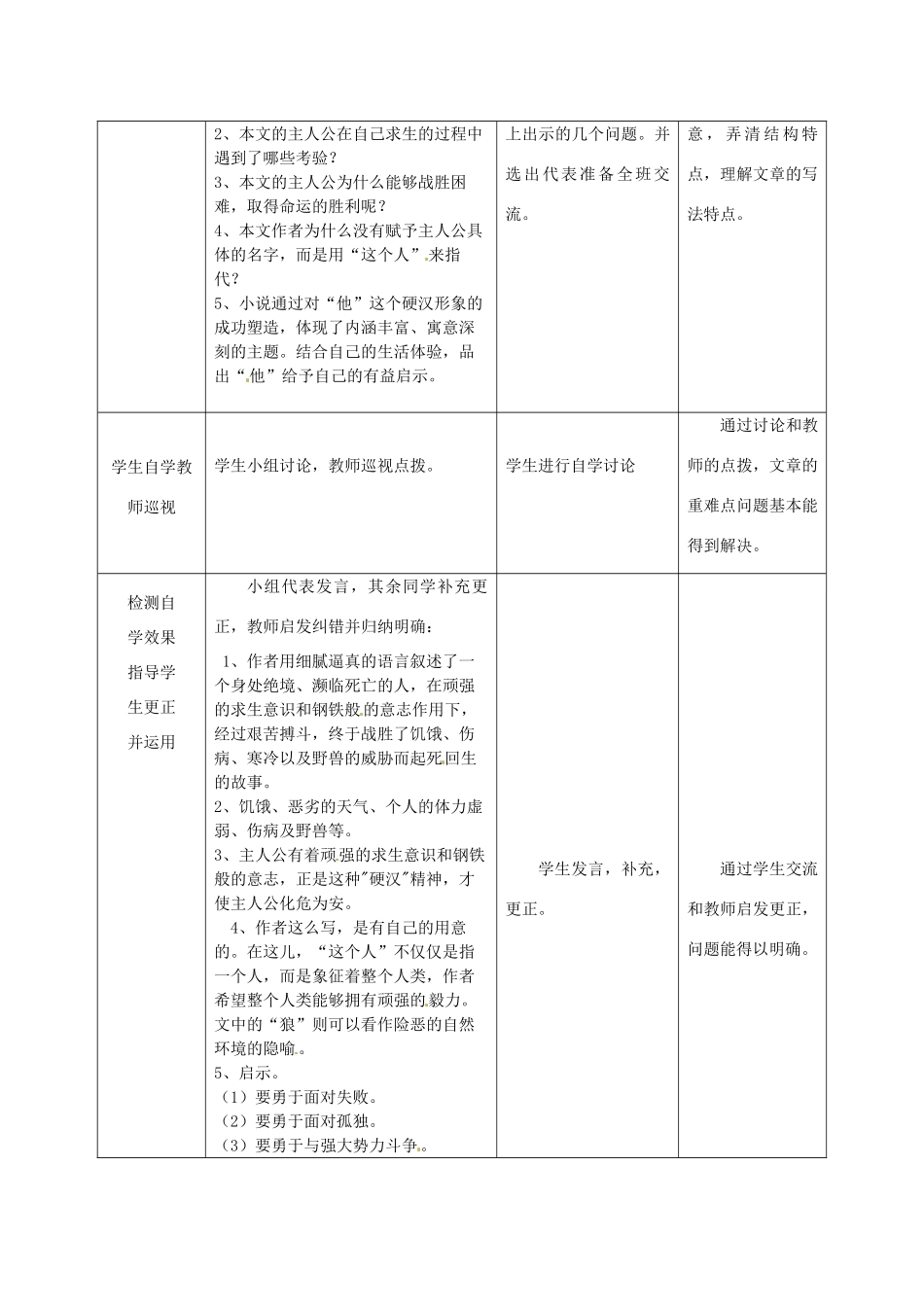 新疆精河县八十二团中学九年级语文下册《热爱生命》教学设计 新人教版_第3页