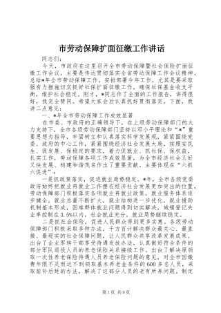 市劳动保障扩面征缴工作讲话发言