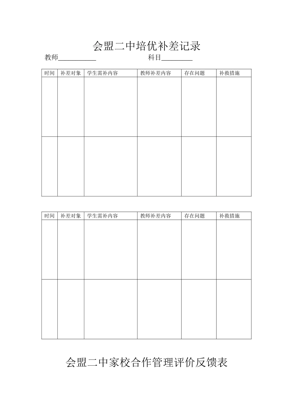 会盟二中培优补差记录_第1页