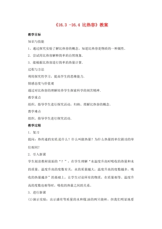 辽宁省丹东七中九年级物理《16.3 -16.4 比热容》教案 人教新课标版