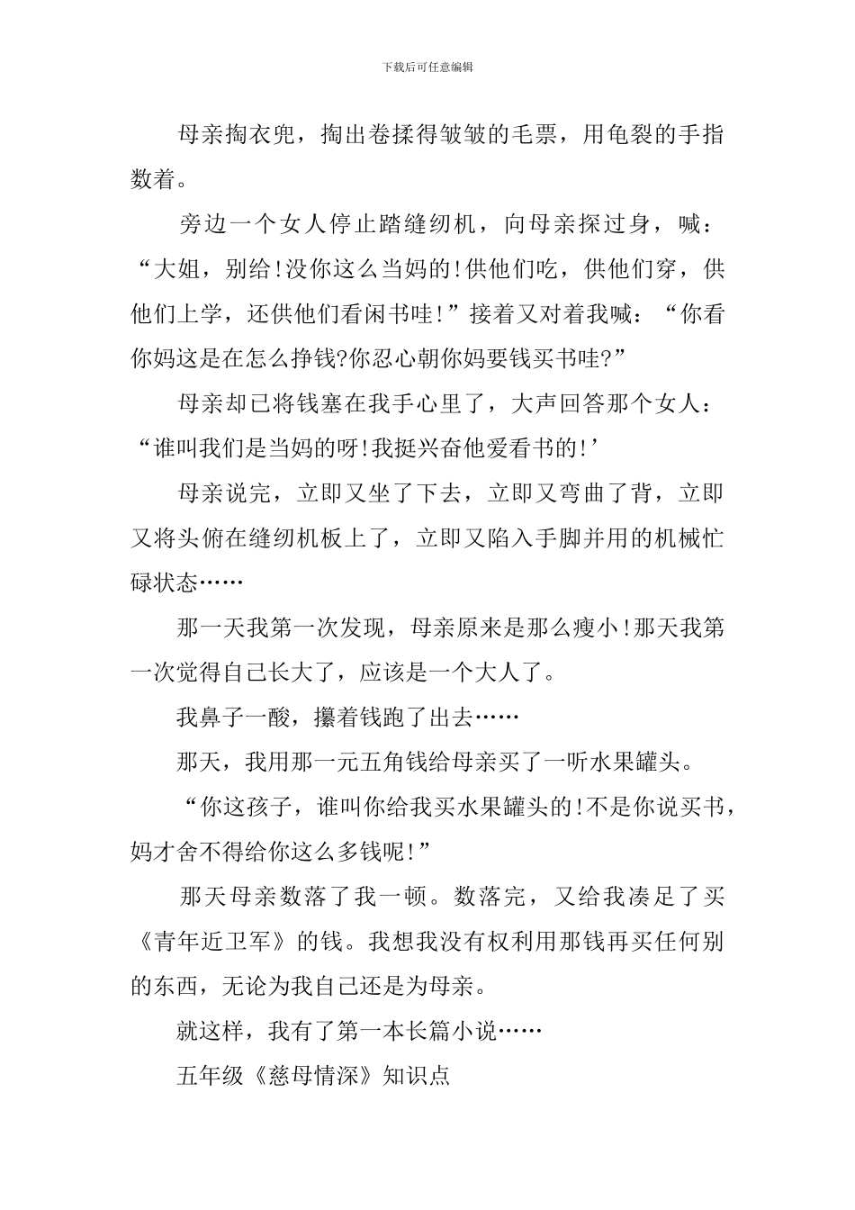 五年级《慈母情深》知识点梳理_第3页