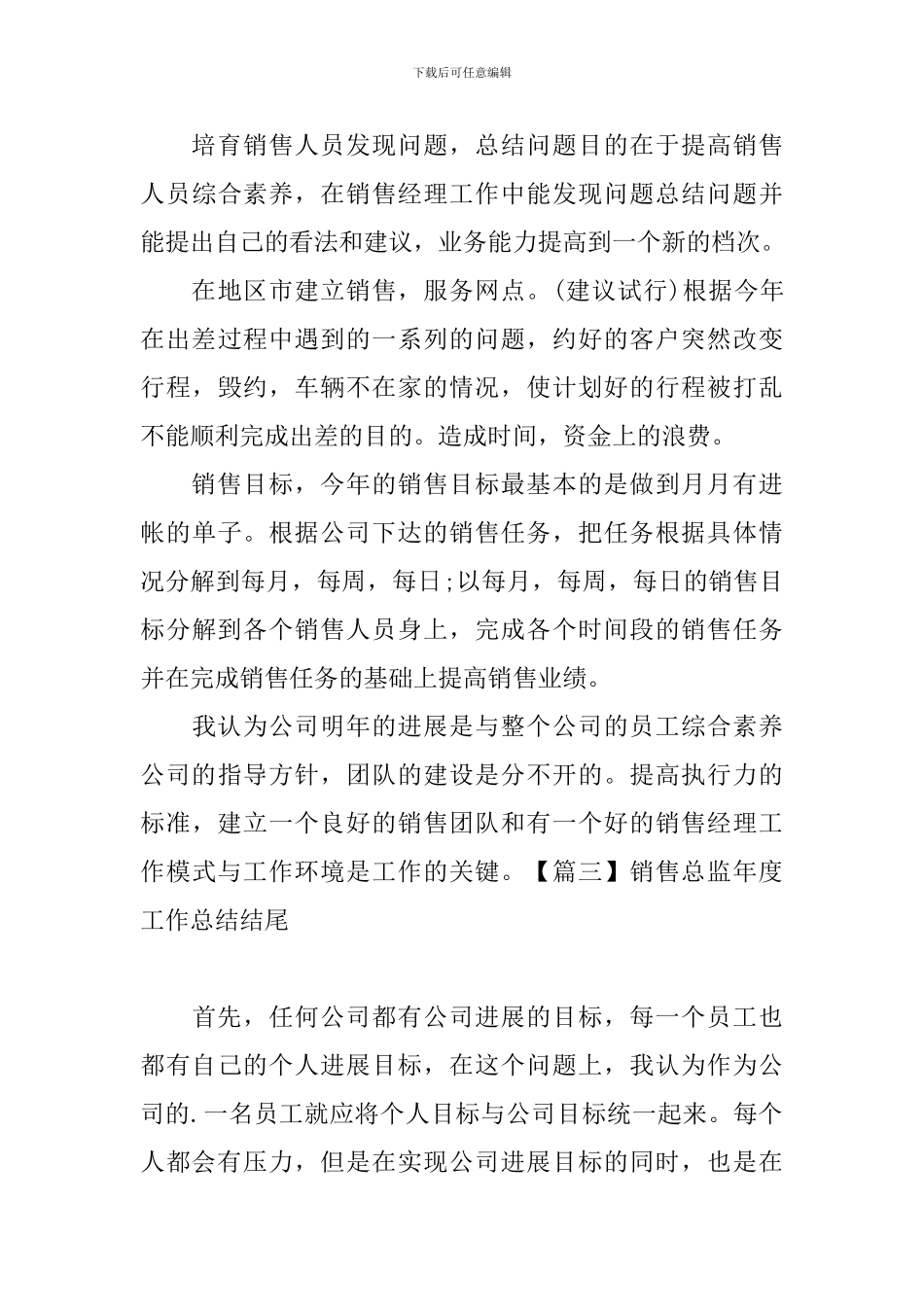 销售总监年度工作总结结尾_第3页