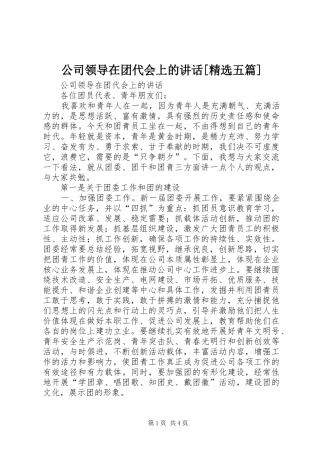公司领导在团代会上的讲话发言[精选五篇]