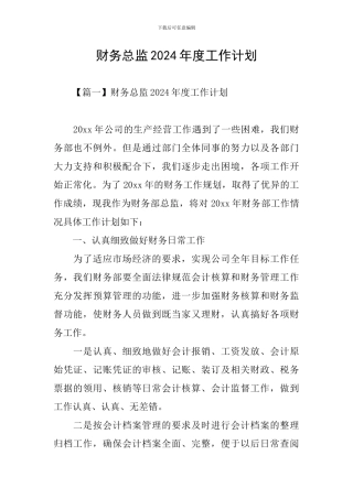 财务总监2021年度工作计划