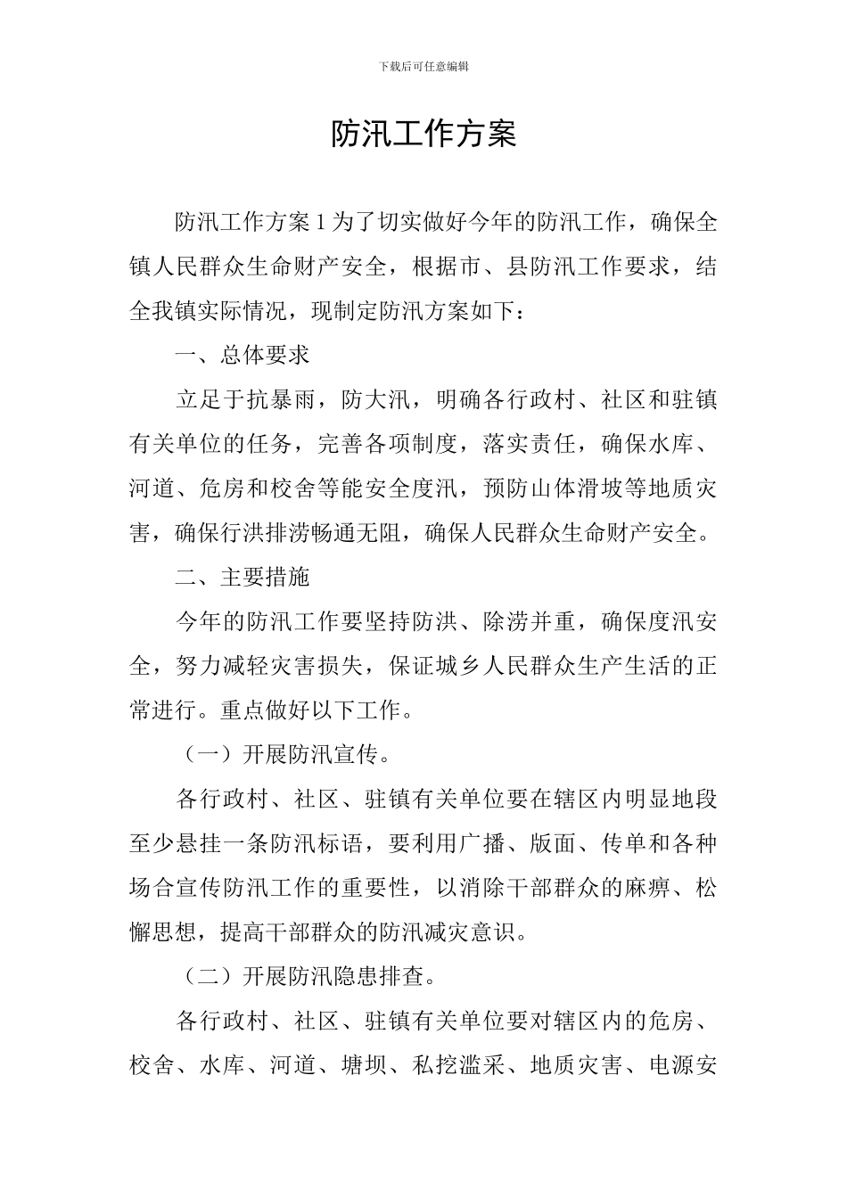 防汛工作方案_第1页