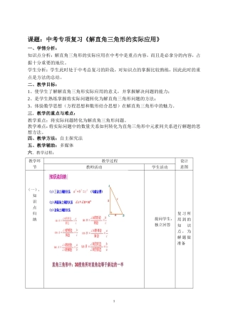 中考专项复习《解直角三角形的实际应用》