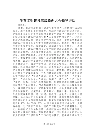 生育文明建设三级联创大会领导讲话发言