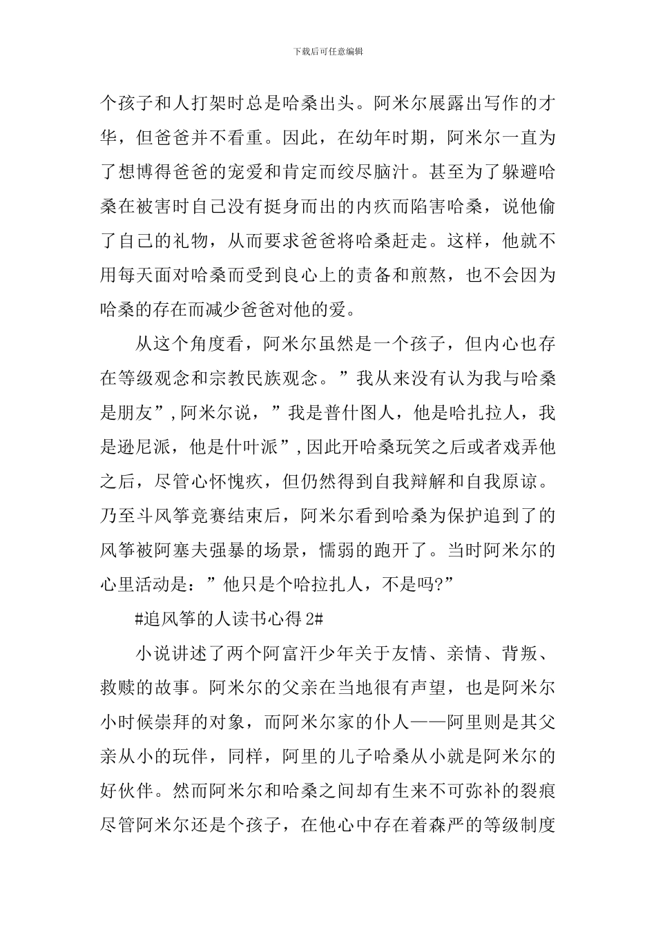 追风筝的人600字读书心得范文_第2页