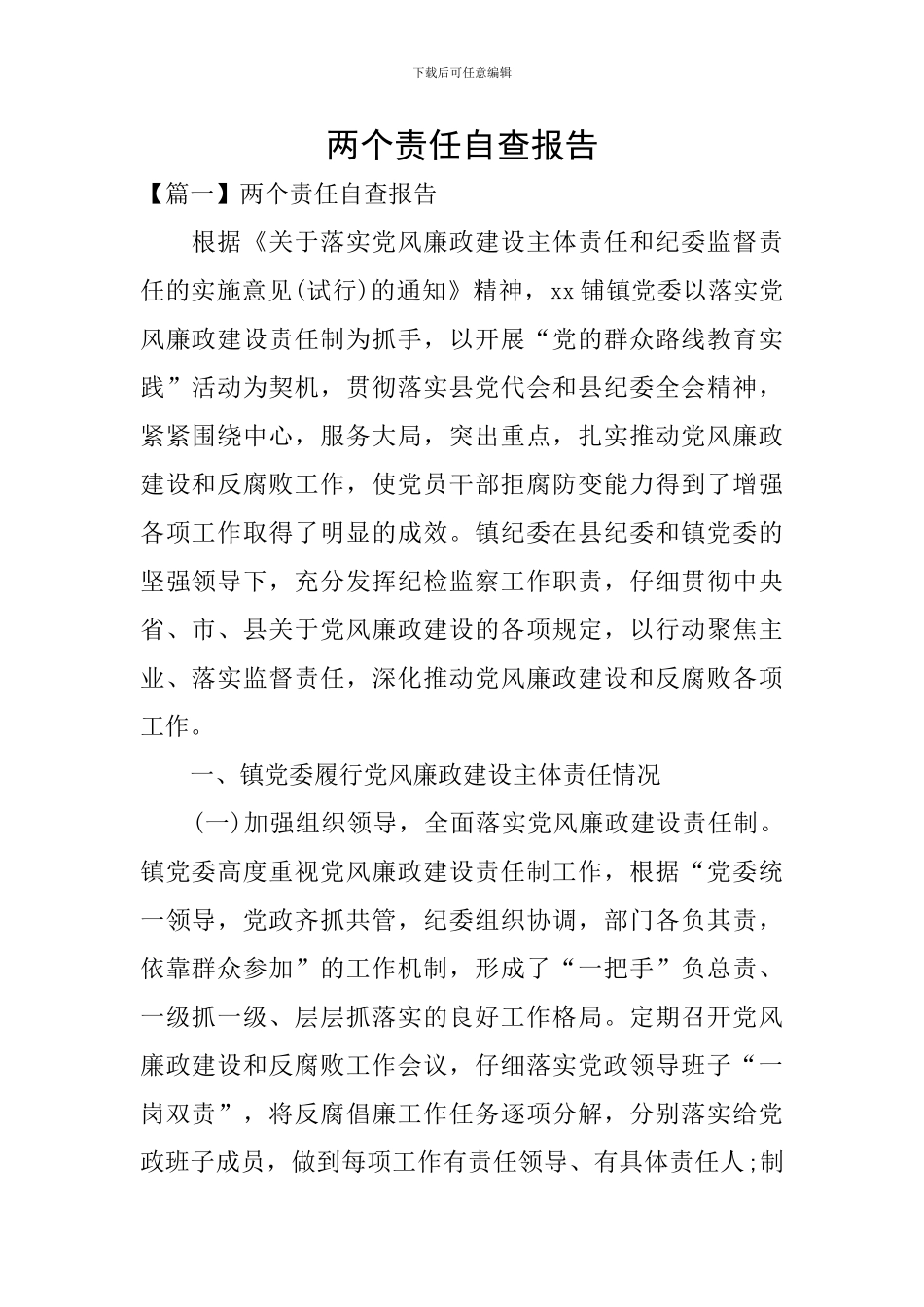 两个责任自查报告_第1页