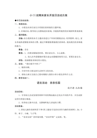 小(1)班半日活动方案