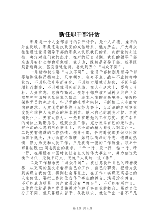 新任职干部讲话发言