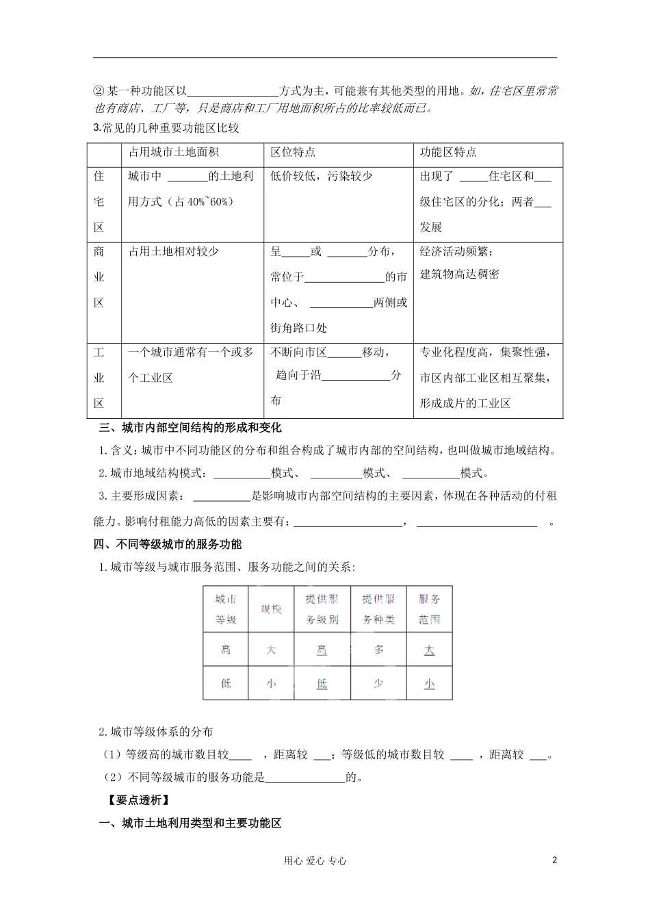 江苏省常州市高考地理复习学案-2-2.1《城市内部空间结构-不同等级城市的服务功能》-新人教版必修2_第2页