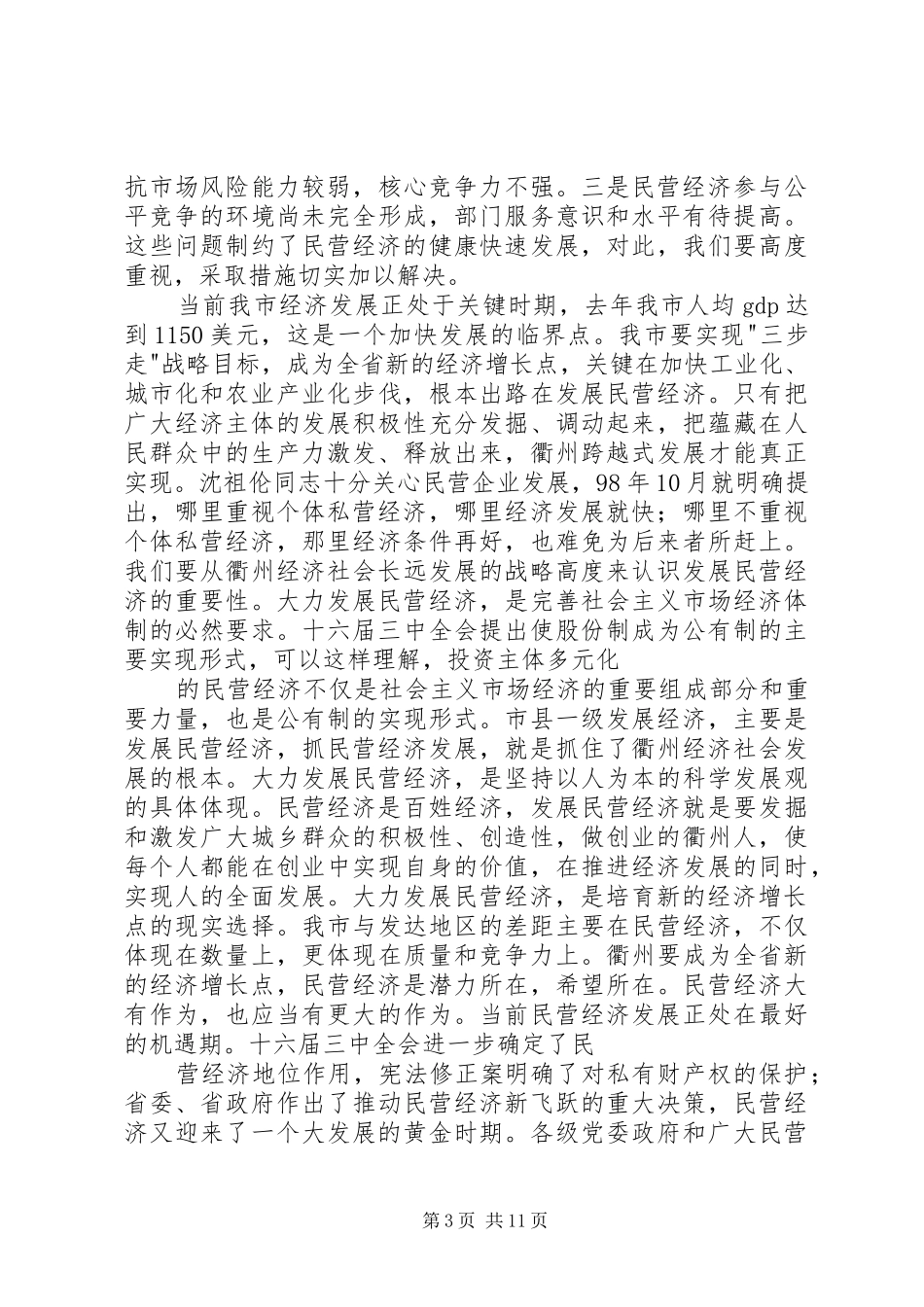 在全市民营经济工作会议上的讲话发言(1)_第3页