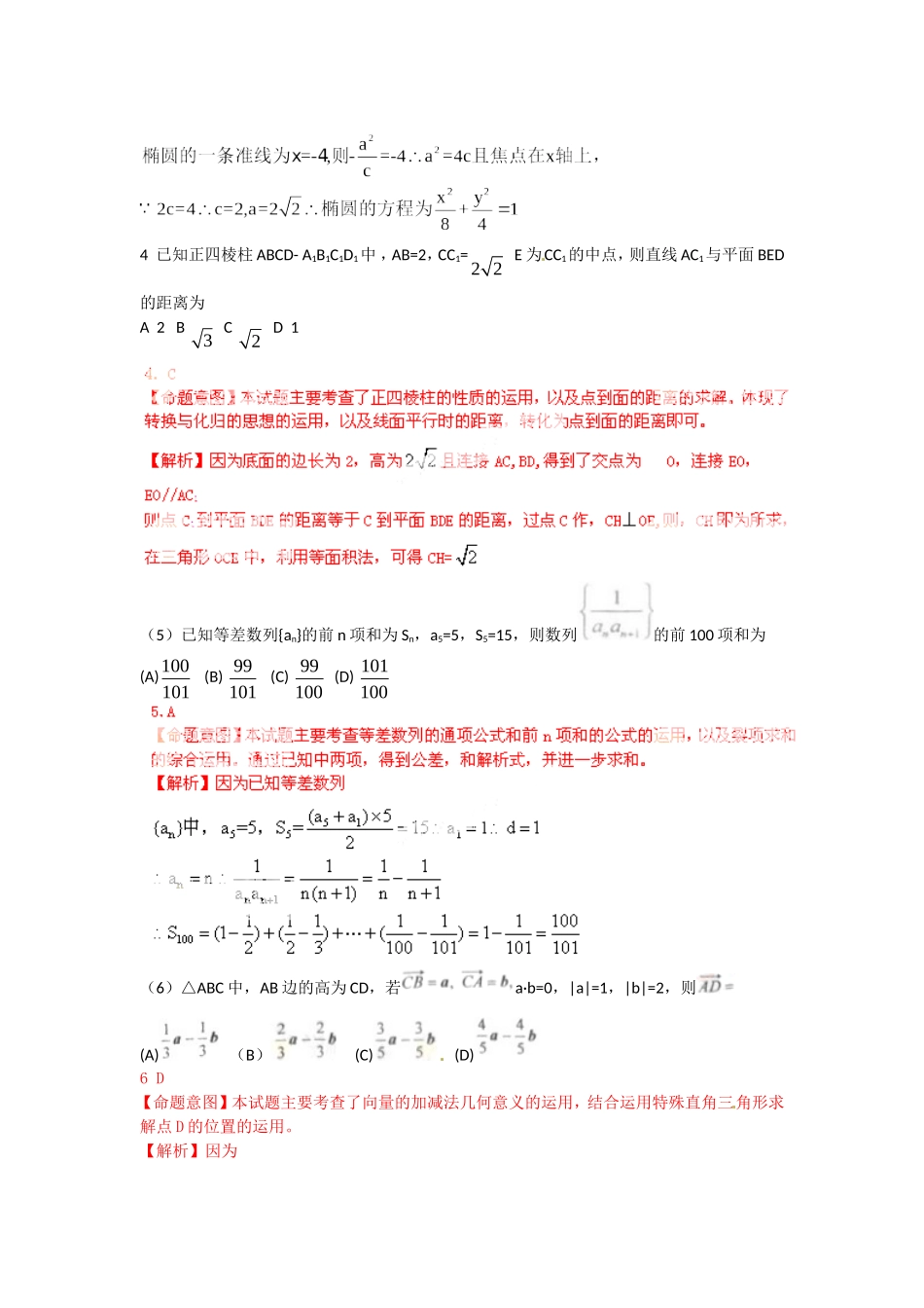 2012年普通高等学校招生全国统一考试数学理试题(全国卷)-试题解析(参考版-大题无答案)-(1)_第2页