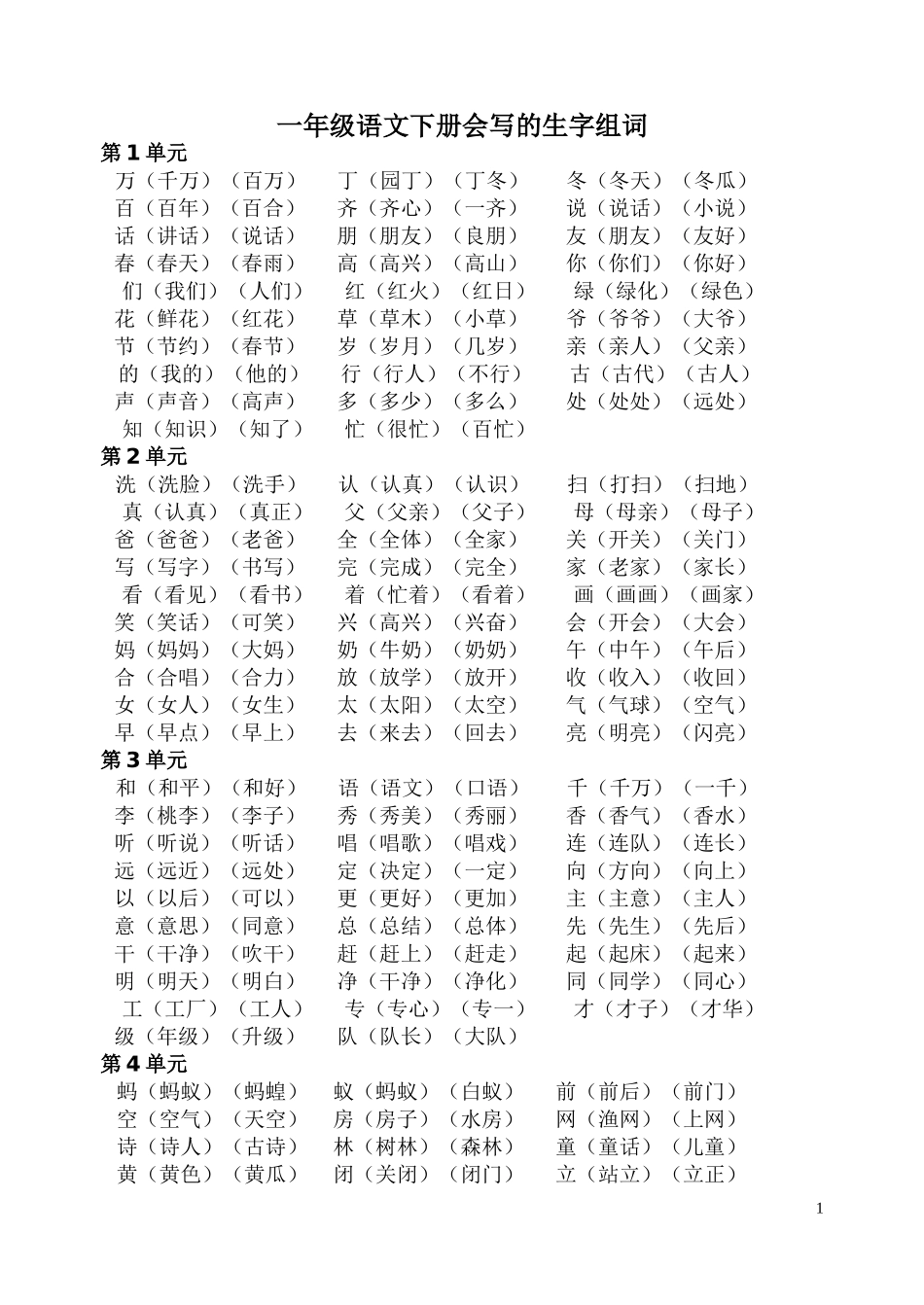 一类字词语复习_第1页