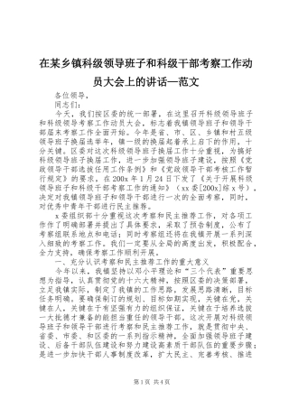 在某乡镇科级领导班子和科级干部考察工作动员大会上的讲话发言—范文_1