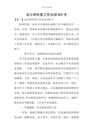 会计师年度工作总结800字