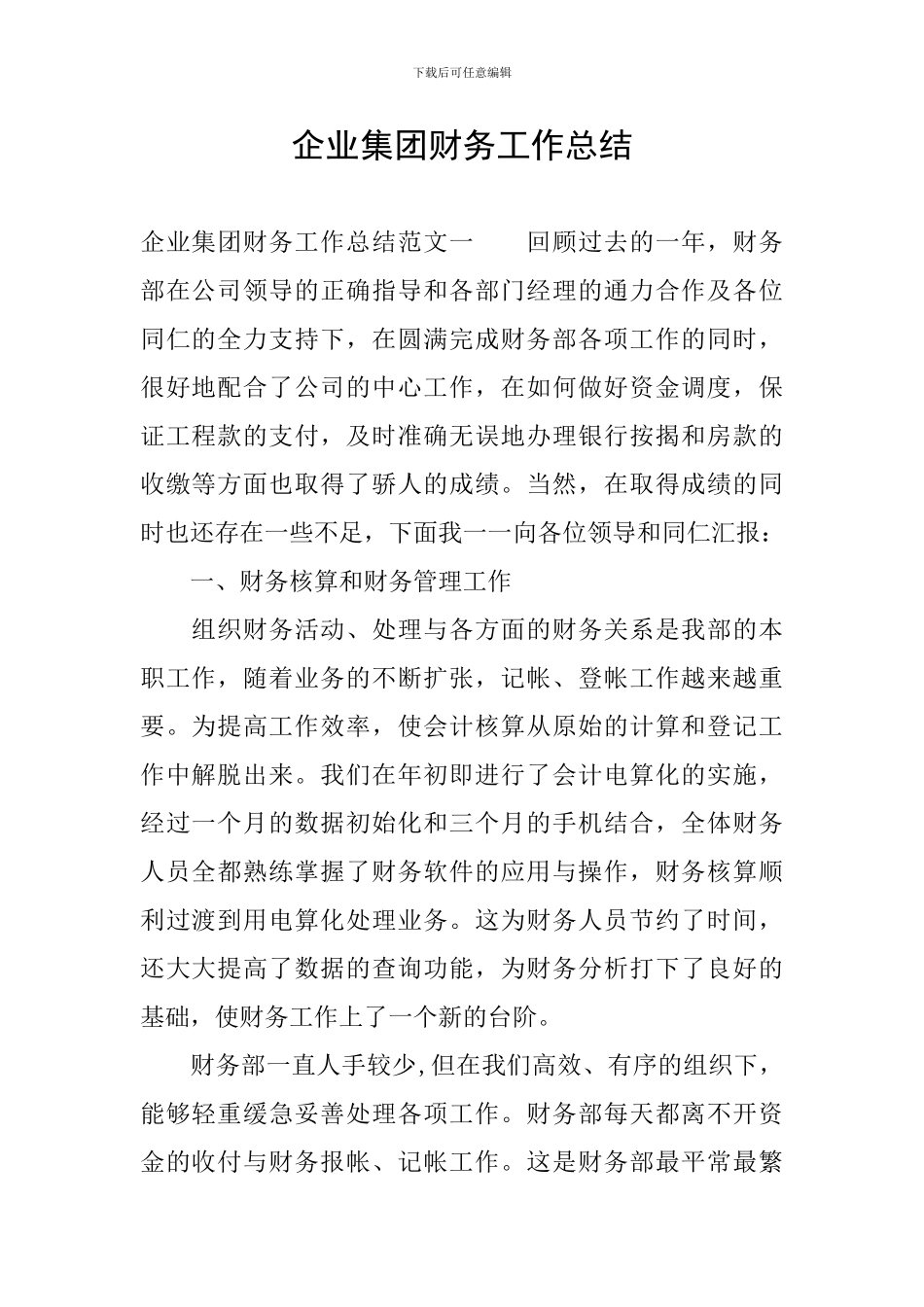 企业集团财务工作总结_第1页