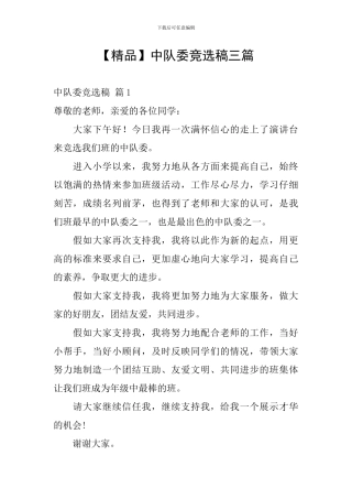 中队委竞选稿三篇