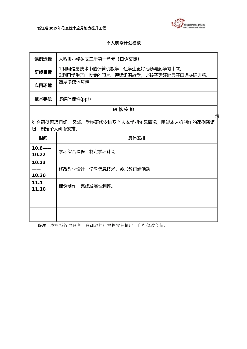 张如芳个人研修计划_第1页