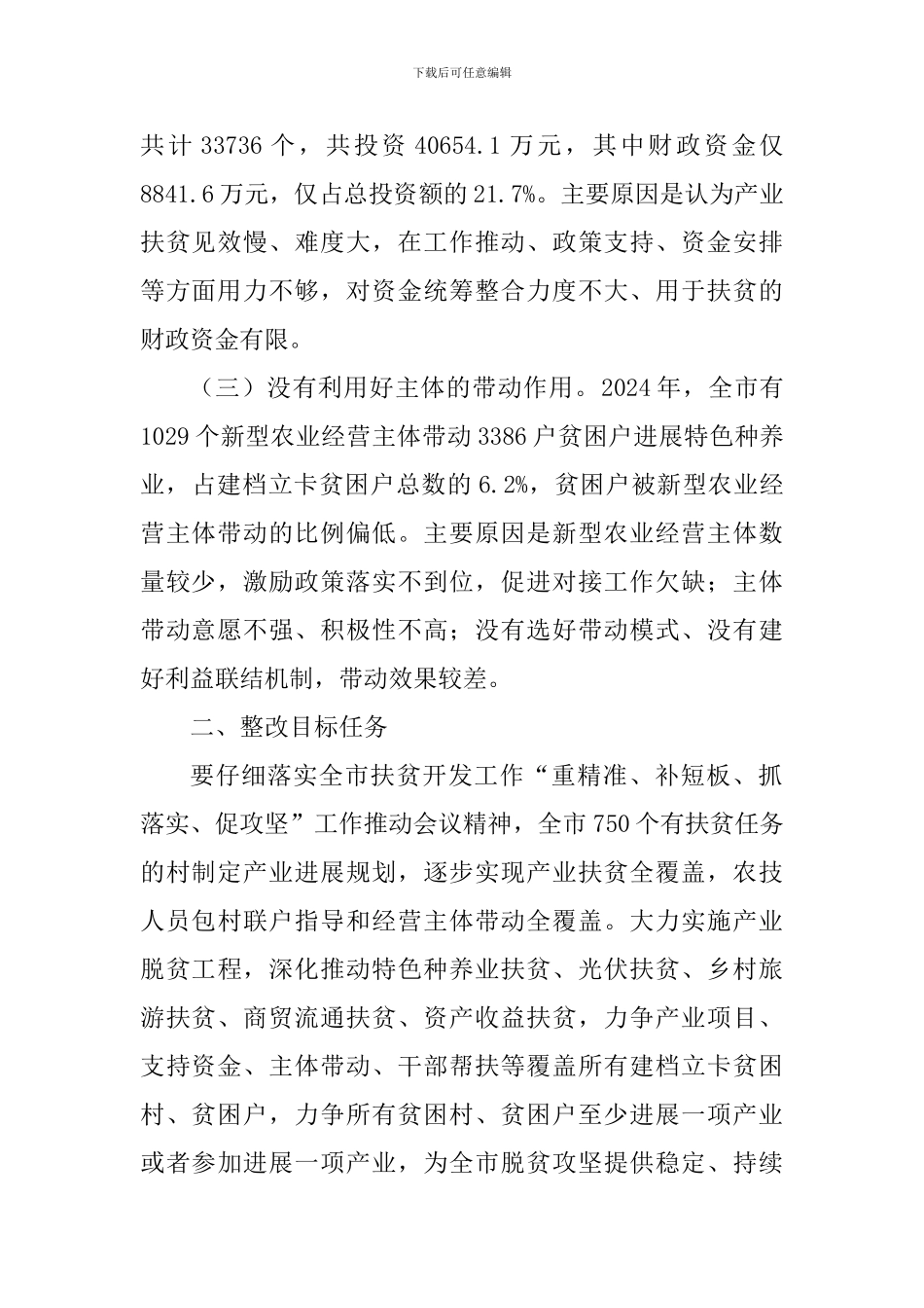 关于产业扶贫方面存在问题整改落实方案_第2页