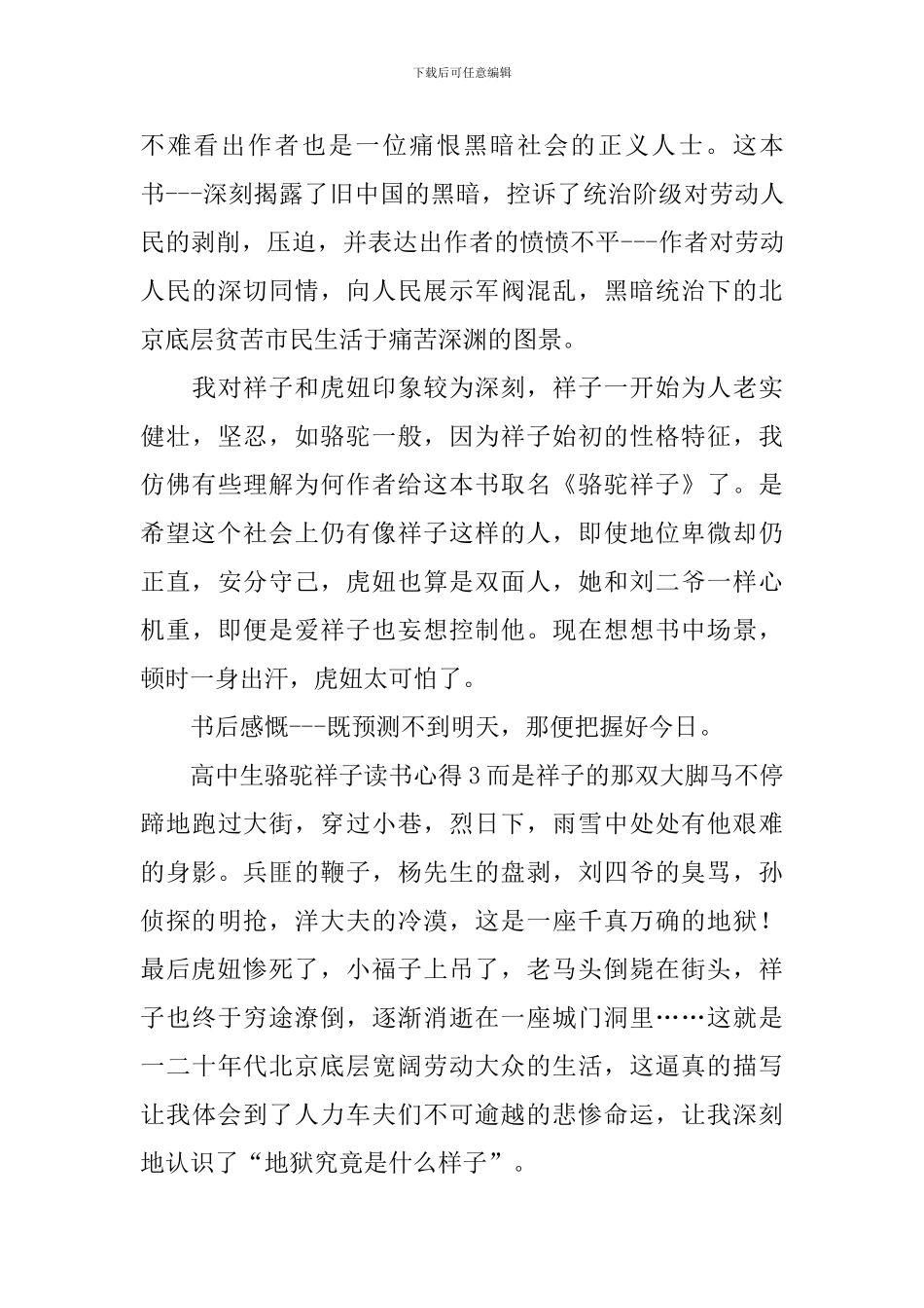 高中生骆驼祥子读书心得_第3页