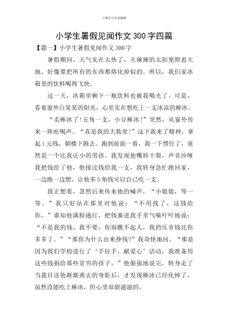 小学生暑假见闻作文300字四篇