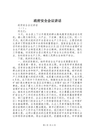 政府安全会议讲话发言