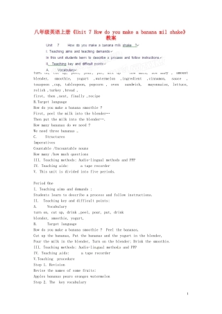吉林省伊通县实验中学八年级英语上册《Unit-7-How-do-you-make-a-banana-milk-shake》教案1-人教新目标版
