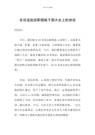 在欢送赴挂职锻炼干部大会上的讲话