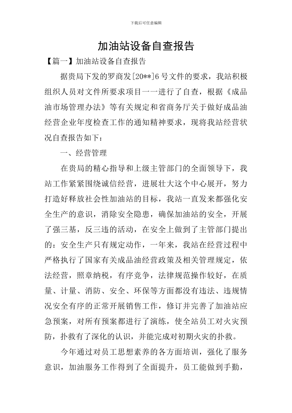 加油站设备自查报告_第1页