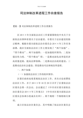 司法体制改革进程工作自查报告