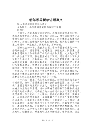 新年领导新年讲话发言范文