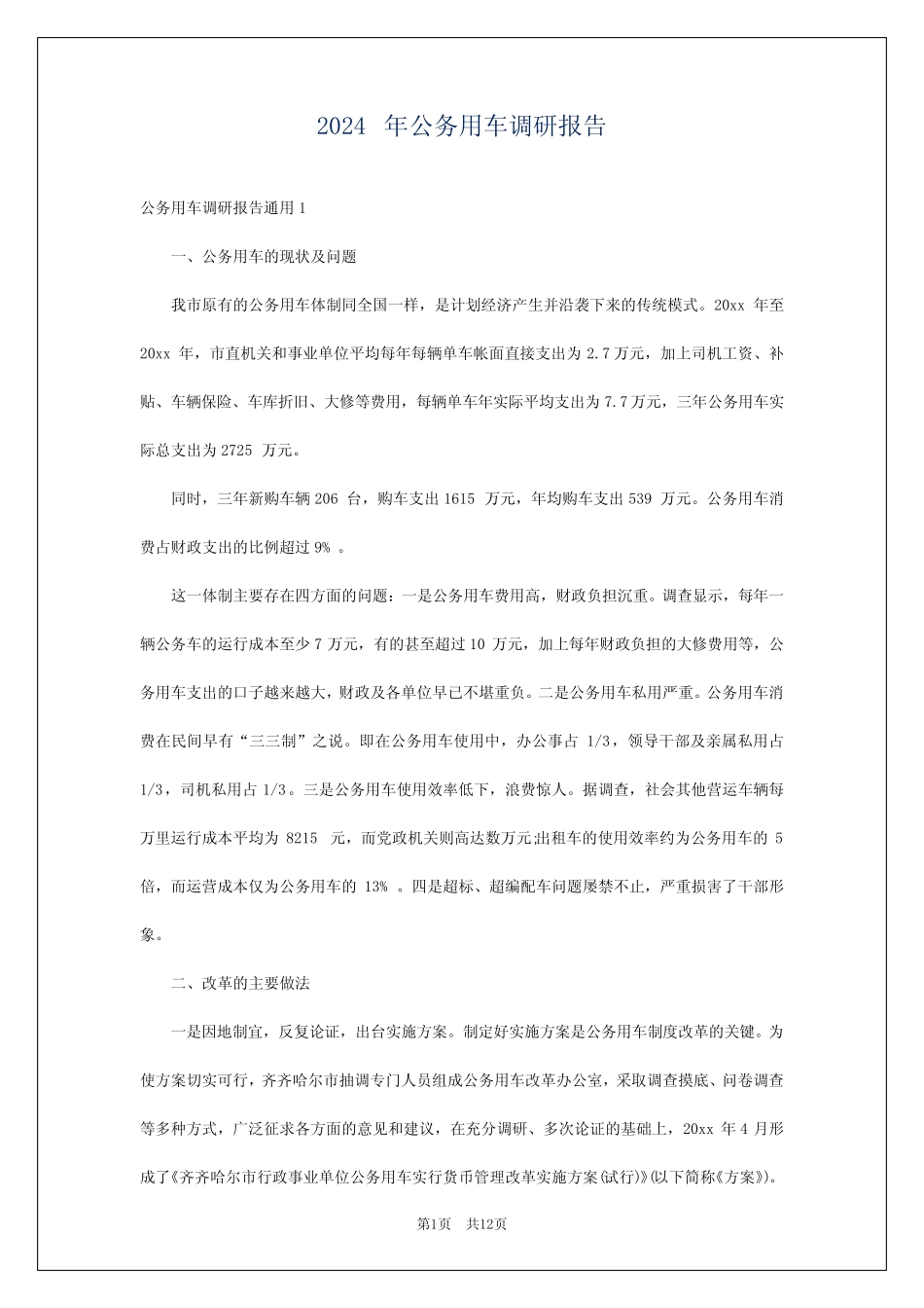 2024年公务用车调研报告 _第1页