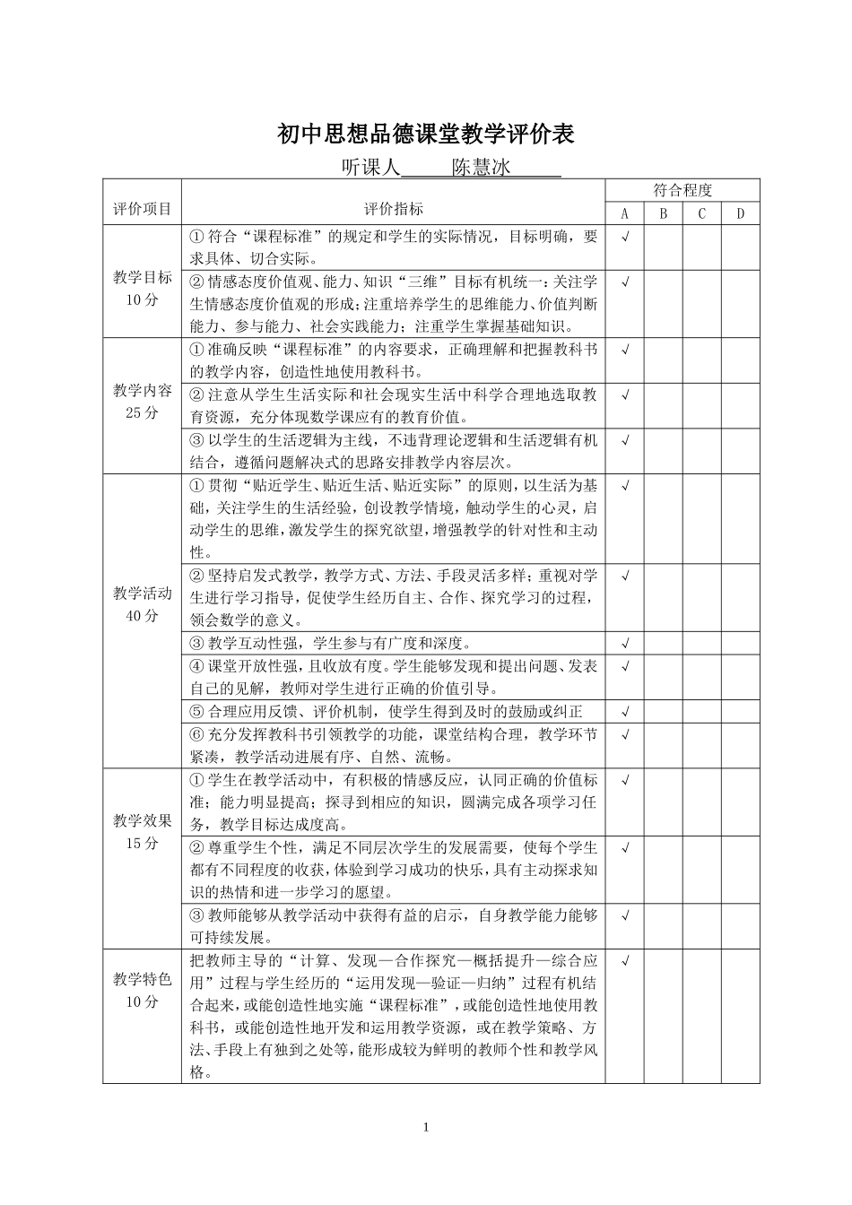 小学数学2011版本小学四年级乘法和连除的简便运算--观评记录_第1页