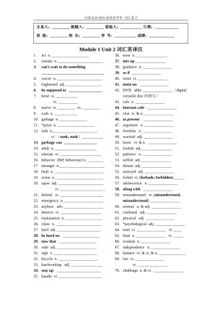 单词练习——M1U2