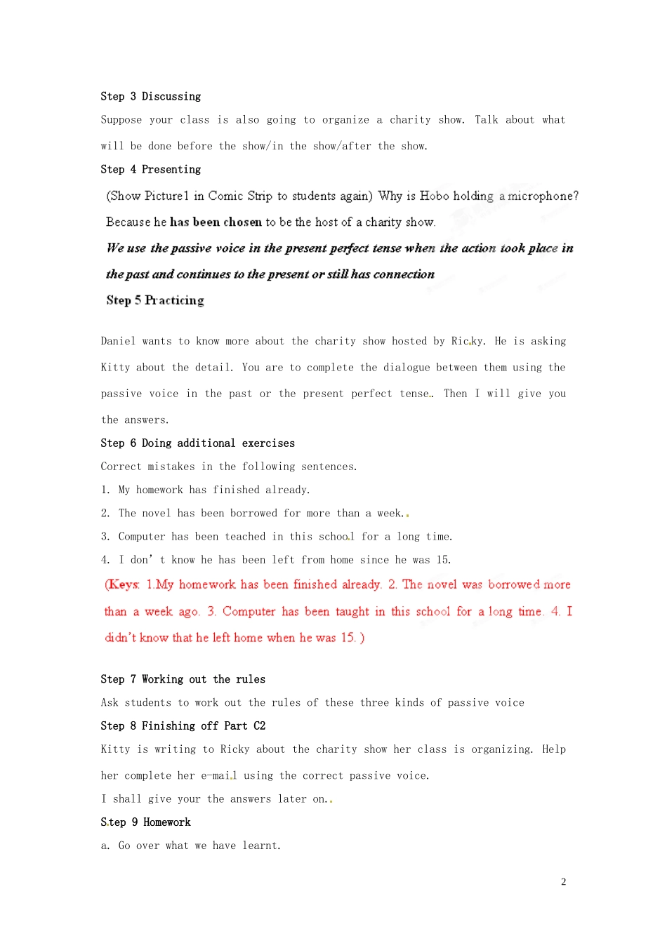 江苏省宜兴市屺亭中学八年级英语下册《Unit-4-A-charity-showl》Period-6-Grammar-C+D教案-牛津版_第2页