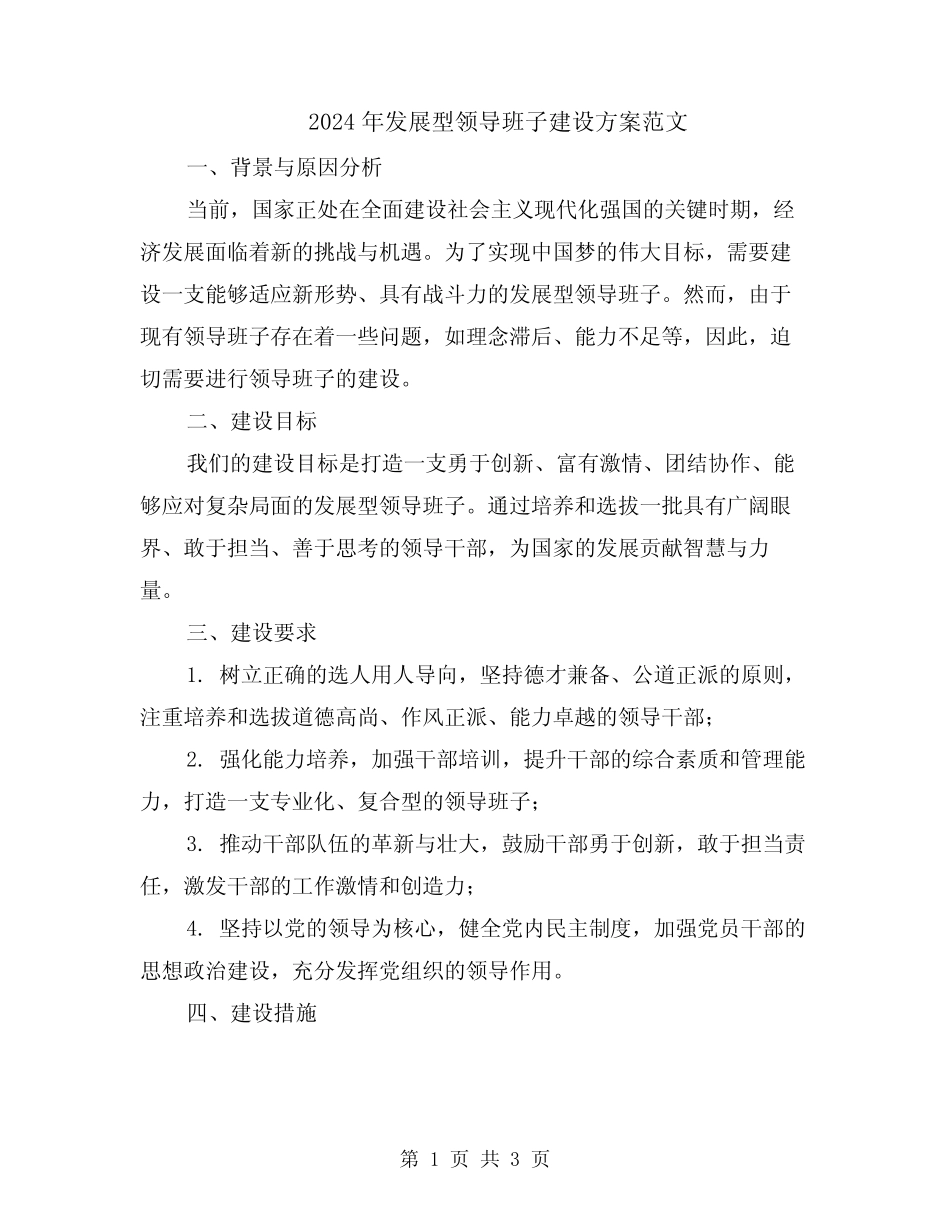 2024年发展型领导班子建设方案范文_第1页
