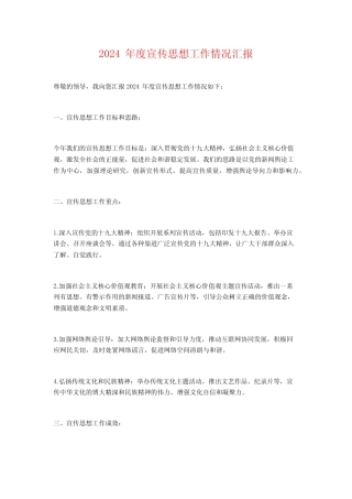 2024年度宣传思想工作情况汇报