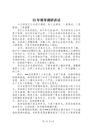 XX年领导调研讲话发言