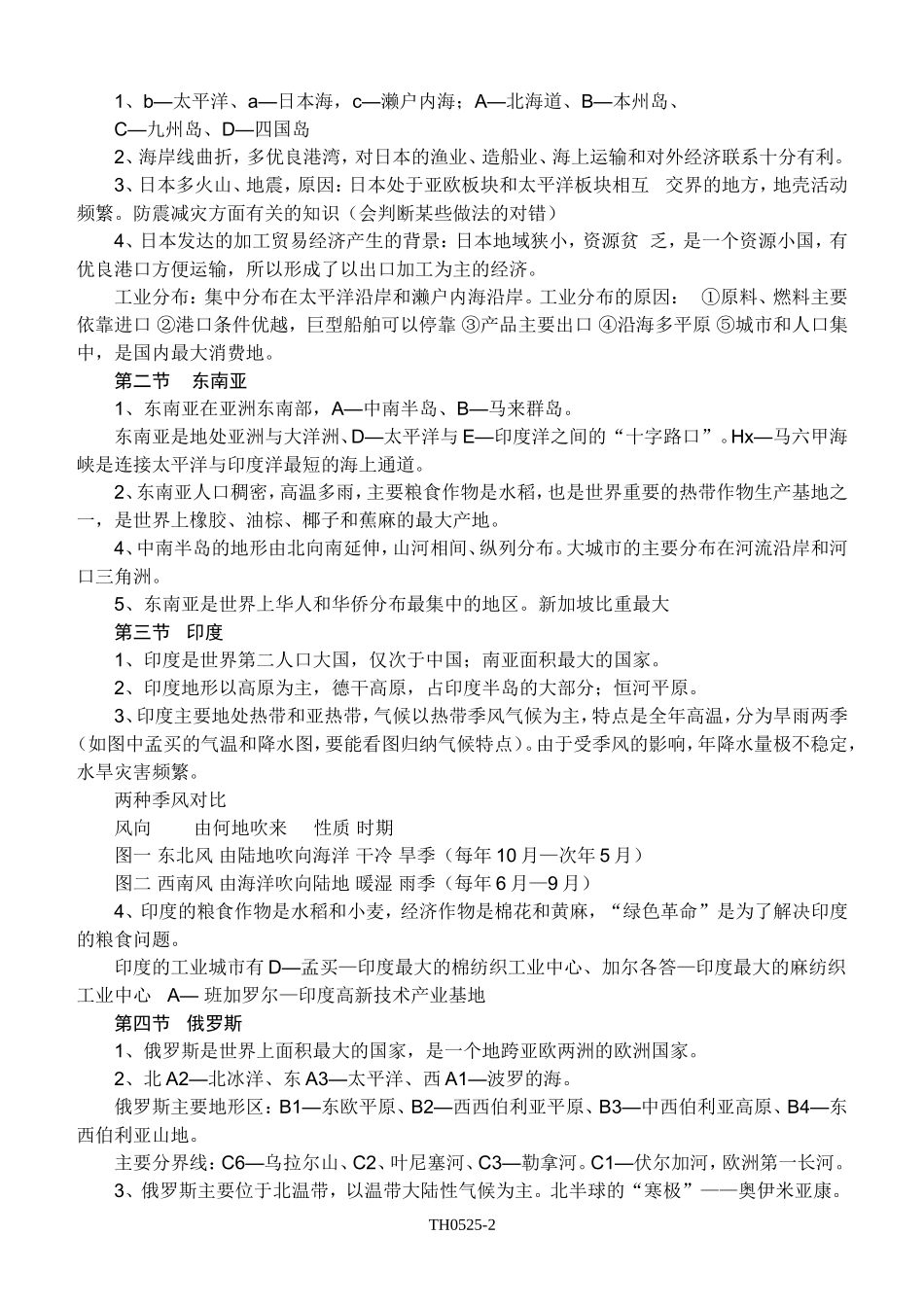 七年级地理下册复习提纲_第2页