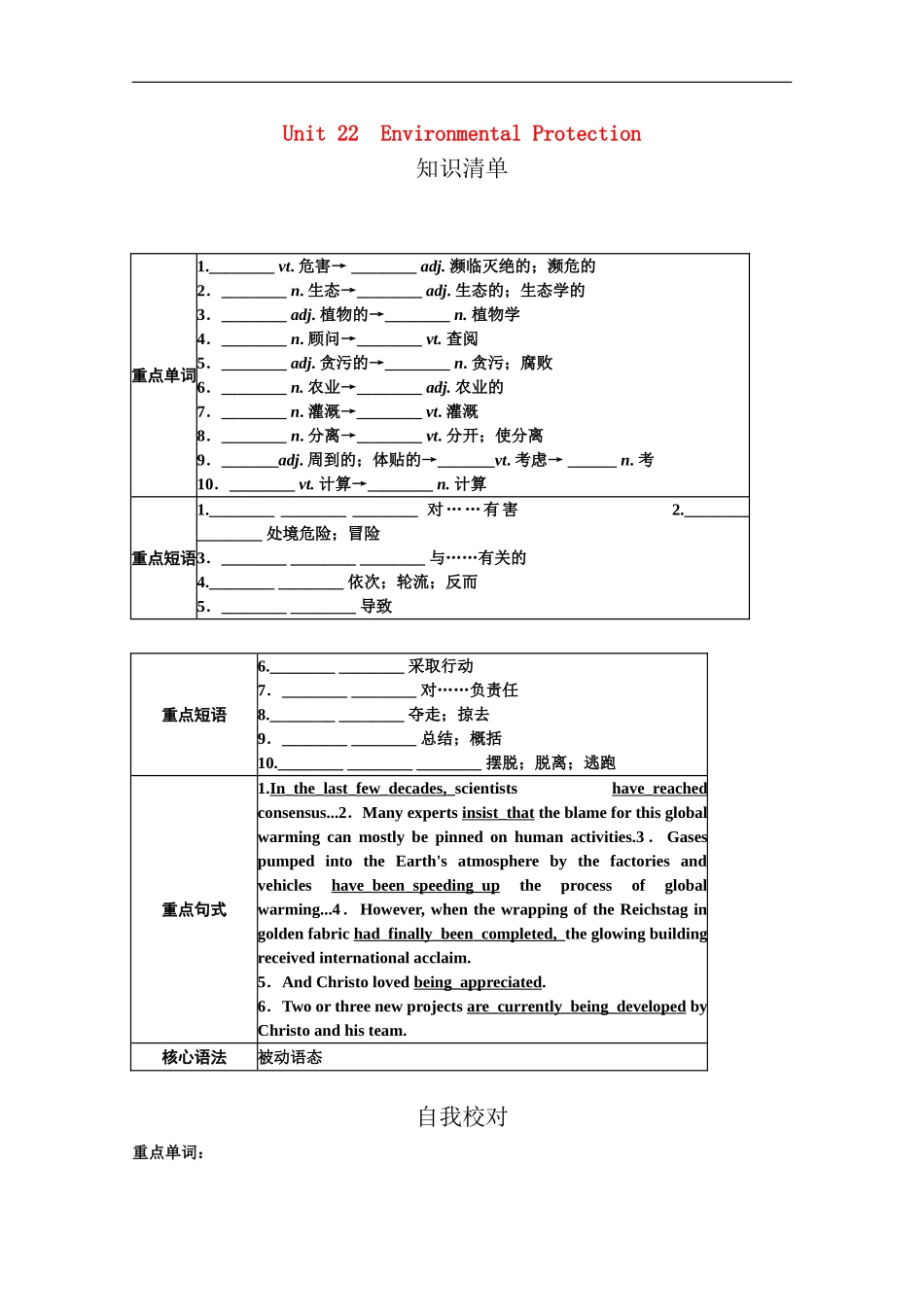 高中英语一轮复习-Part-I-Unit-22-Environmental-Protection学案-北师大版_第1页