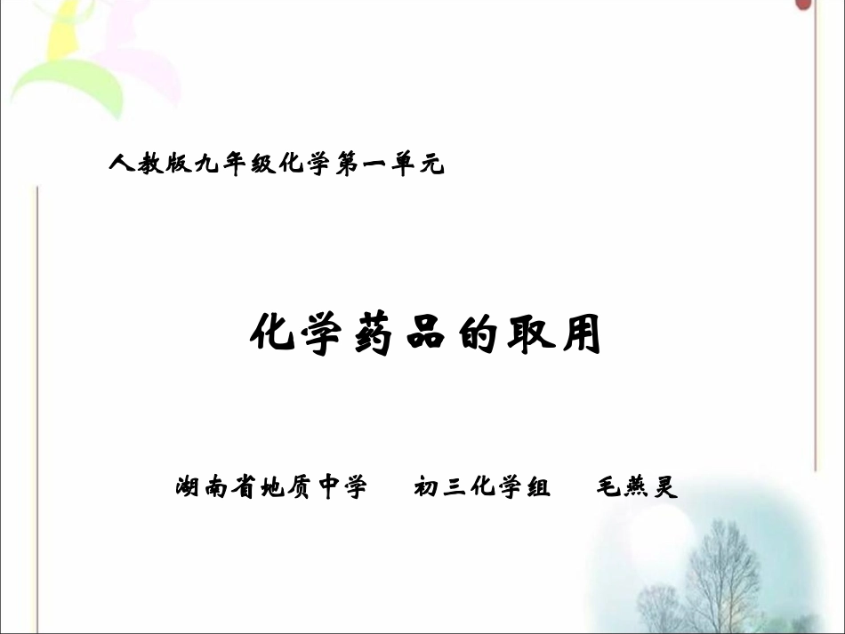 走进化学实验室(毛燕灵)_第1页