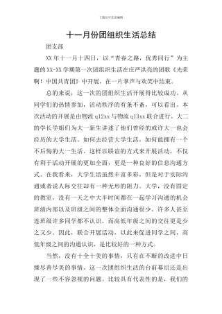 十一月份团组织生活总结