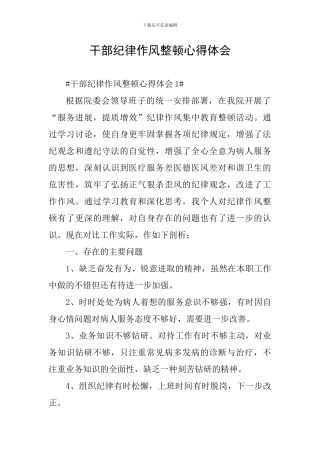 干部纪律作风整顿心得体会