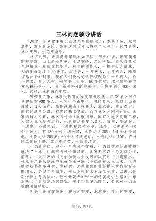 三林问题领导讲话发言