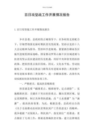 百日攻坚战工作开展情况报告